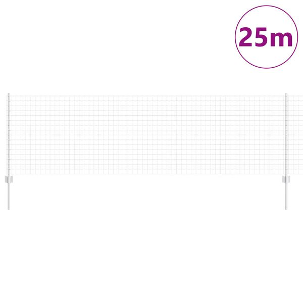 vidaXL Gir&eth;ing me&eth; p&oacute;st Silfur 0,8 x 25 m St&aacute;l