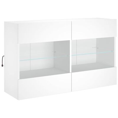 vidaXL Vegghengdur Sjónvarpsskápur m/LED-ljósum Hvítur 98,5x30x60,5cm