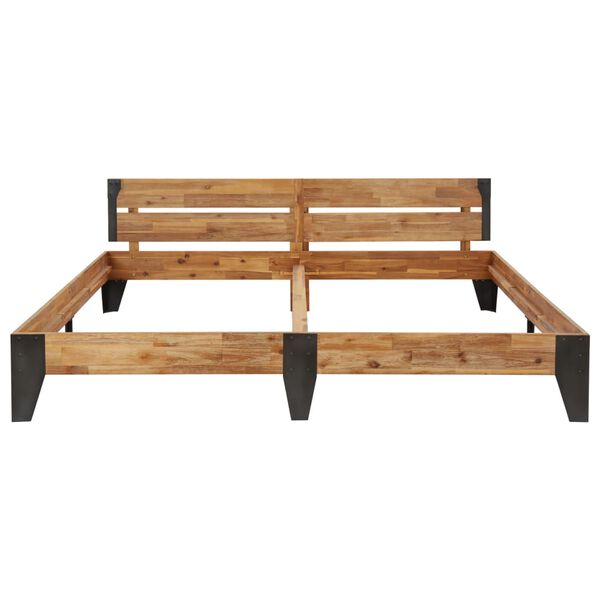 vidaXL Rúmgrind Gegnheill Akasíuviður með Burstaðri Áferð 180x200 cm