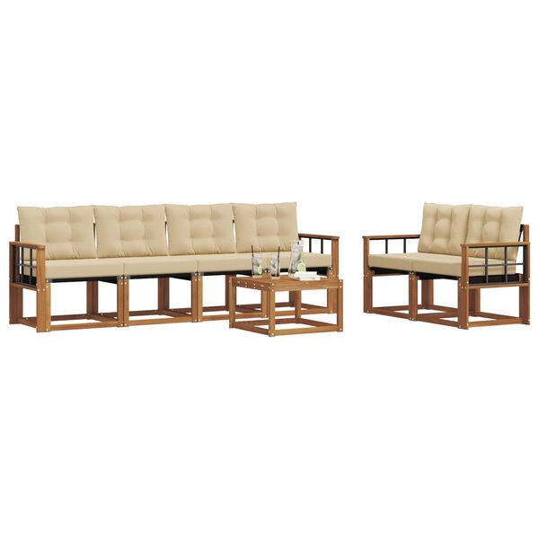 vidaXL &Uacute;ti s&oacute;fasett me&eth; p&uacute;&eth;i 7 pcs N&aacute;tt&uacute;rulegt og B&eacute;ig