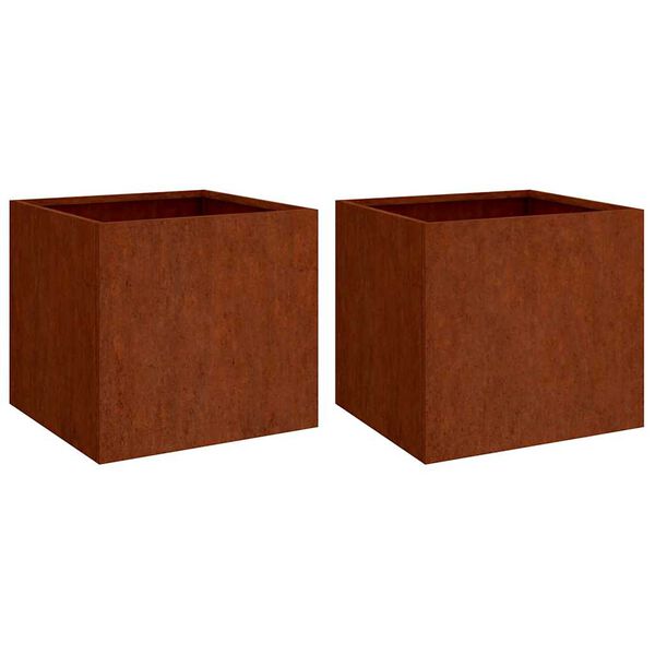 vidaXL gr&oacute;&eth;ursetningar 2 stk 49x47x46 cm Corten St&aacute;l