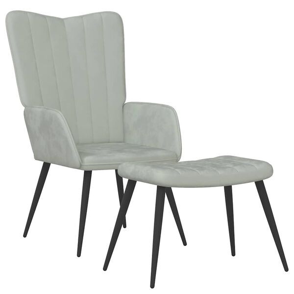 vidaXL Sl&ouml;kunarst&oacute;ll me&eth; F&oacute;tskemli Lj&oacute;sgr&aacute;tt Flauel