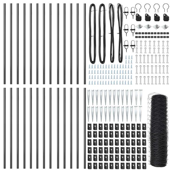 vidaXL Gir&eth;ingarp&oacute;stur Gr&aacute;r 50 x 1 m (36 mm net) St&aacute;l og PVC