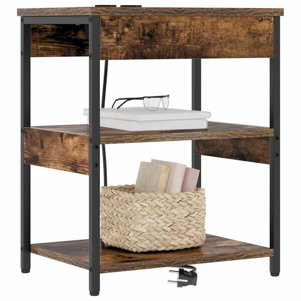 vidaXL Noat&ouml;flu sk&aacute;pur 2 pcs Rau&eth;-eik 41 x 31 x 51 cm Samsettur vi&eth;ur