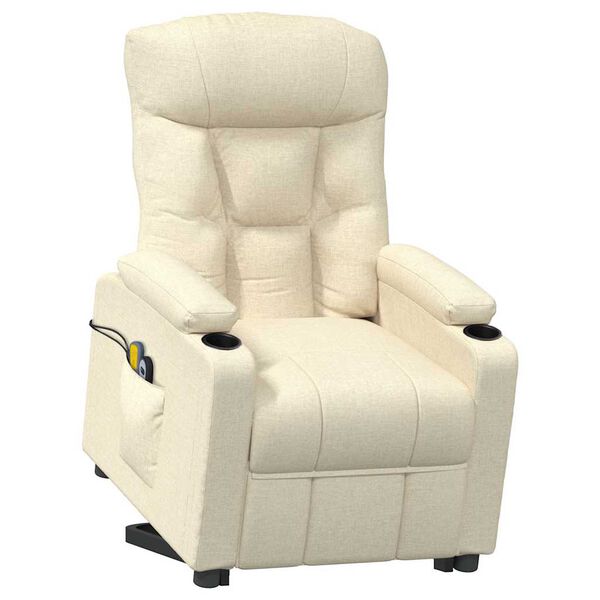 vidaXL Lyftistóll með Nuddi Rjómahvítt Áklæði