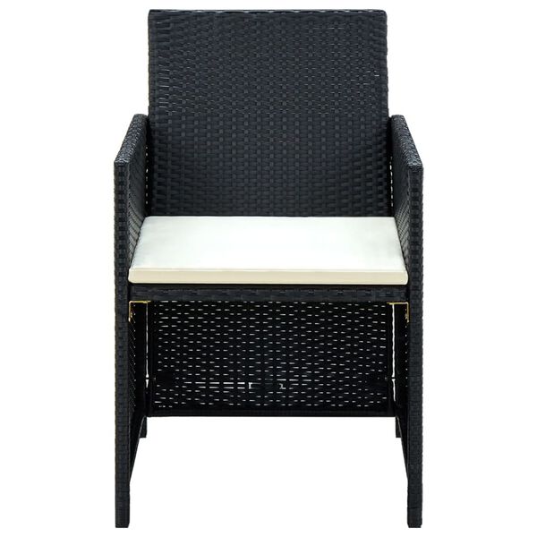 vidaXL 4 Parta Gar&eth;h&uacute;sgagnasett me&eth; S&aelig;tisp&uacute;&eth;um P&oacute;l&yacute;rattan Svart