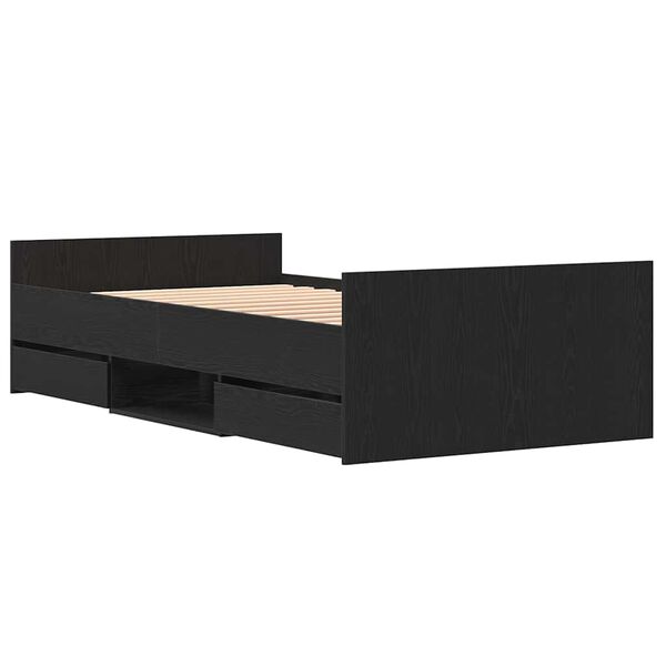 vidaXL Ramsvík með höfuðgafl Svört eik 90 x 190 cm Samsettur viður