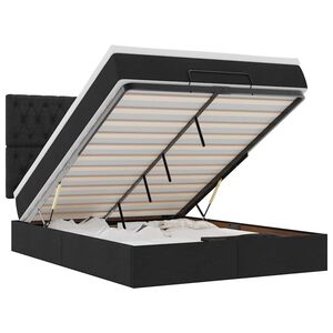 vidaXL Ottoman R&uacute;m me&eth; D&yacute;nu & LED Svartur 140x200 cm Efni