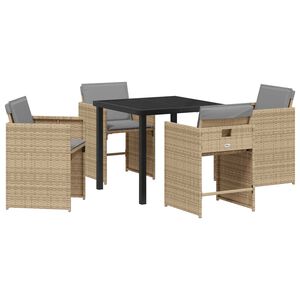 vidaXL Gar&eth;ur bor&eth;sett 5 pcs Drapplita&eth;ur p&oacute;l&yacute;rattan