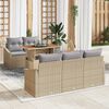 vidaXL Gar&eth;s&oacute;fa sett me&eth; geymslu 6 pcs Drapplita&eth;ur Poly rattan
