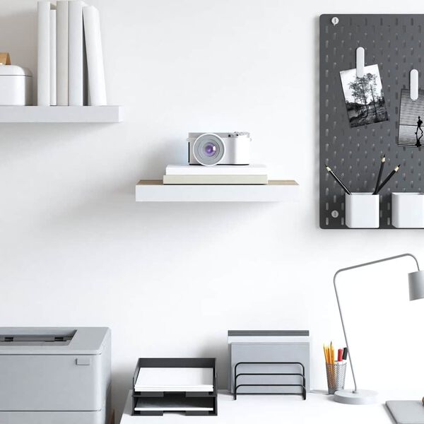 vidaXL Vegghengd Hilla Eikarlitu&eth; & Hv&iacute;t 50x23x3,8 cm MDF