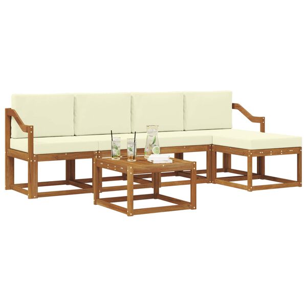 vidaXL &Uacute;ti s&oacute;fasett me&eth; p&uacute;&eth;i 6 pcs N&aacute;tt&uacute;rulegt og Krem Hrein akas&iacute;utr&eacute;