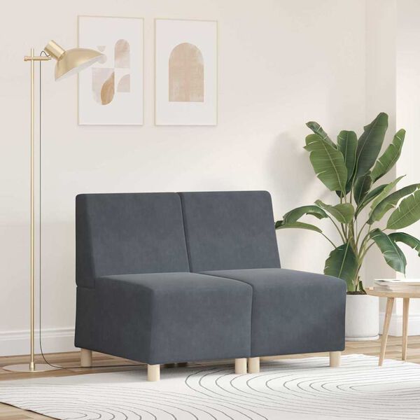 vidaXL Sofaeiningar &aacute;n handfanga 2 pcs D&ouml;kk gr&aacute; 55 x 74 x 82 cm Flauel