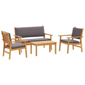 vidaXL Gar&eth;s&oacute;fa sett 4 pcs Br&uacute;nn 120 x 65,5 x 79 cm Hrein akas&iacute;utr&eacute;
