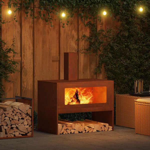 vidaXL Eldurn Br&uacute;nn 80 x 50 x 96 cm Ve&eth;ra&eth; st&aacute;l