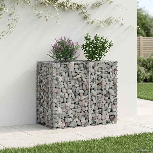 vidaXL Gabion h&aelig;kka&eth; r&uacute;m Silfur 90 x 50 x 80 cm Galvaniserad st&aacute;l