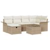 vidaXL Gar&eth;s&oacute;fa sett me&eth; p&uacute;&eth;i 7 pcs Beige og krem p&oacute;l&yacute;rattan