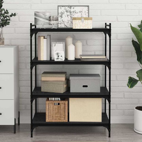 vidaXL B&oacute;kask&aacute;pabretti 4 pcs Svartur 80 x 40 x 1,5 cm Samsettur vi&eth;ur