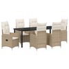 vidaXL Gar&eth;ur bor&eth;sett me&eth; p&uacute;&eth;i 7 pcs Drapplita&eth;ur p&oacute;l&yacute;rattan