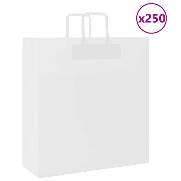vidaXL Papp&iacute;rspokar 250 stk me&eth; Handf&ouml;ngum Hv&iacute;tir 45x17x48 cm