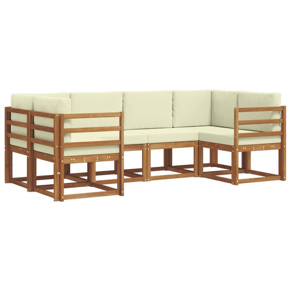 vidaXL &Uacute;ti s&oacute;fasett me&eth; p&uacute;&eth;i 6 pcs N&aacute;tt&uacute;rulegt og Krem