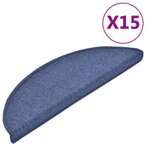 vidaXL Stigamottur 15 stk 56x17x3 cm bl&aacute;ar h&aacute;lfhringlaga