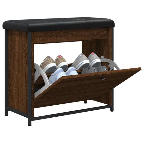 vidaXL Sk&oacute;sk&aacute;pur me&eth; Flettisk&uacute;ffu Br&uacute;nn Eik 62x32x56 cm