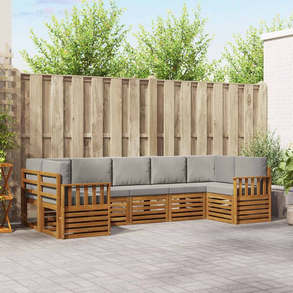 vidaXL S&oacute;fasett 7 pcs N&aacute;tt&uacute;rulegt og Lj&oacute;st Gr&aacute;tt Hrein akas&iacute;utr&eacute;