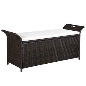 vidaXL Geymslubekkur með sessu 138 cm Polyrattan Brúnn