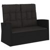 vidaXL Liggjandi Gar&eth;bekkur me&eth; P&uacute;&eth;um Svartur 118 cm P&oacute;l&yacute;rattan