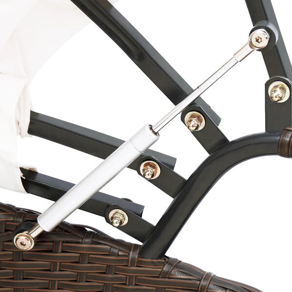 vidaXL Utandyra Sólbekkur með Skyggni Pólýrattan Brúnn