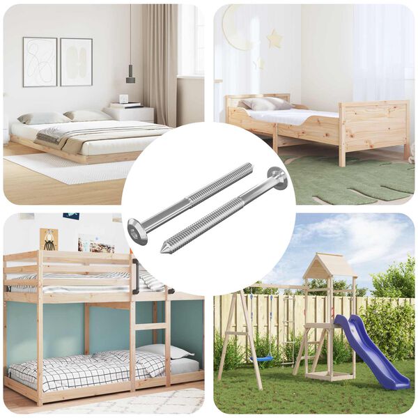 vidaXL H&uacute;sgagnaskr&uacute;fur 2 pcs Silfur M6 x 85 mm St&aacute;l