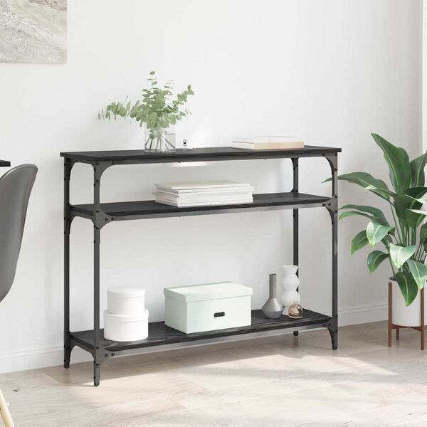 vidaXL Veggbor&eth; me&eth; hillu Svartur Eik 100 x 29 x 75 cm Samsettur vi&eth;ur