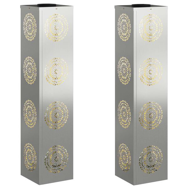 vidaXL S&oacute;lar LED st&iacute;gslj&oacute;s 2 pcs Silfur Galvaniseru&eth; st&aacute;l