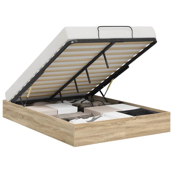 vidaXL Ott&oacute;man s&aelig;ngurrammi Sonoma Eik 203 x 120 x 25 cm Verkefnavi&eth;ur