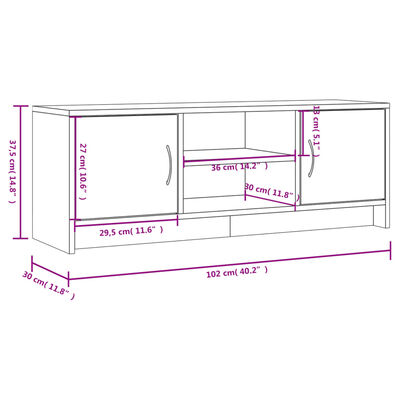 vidaXL Sjónvarpsskápur Hvítur 102x30x37,5 cm Samsettur Viður