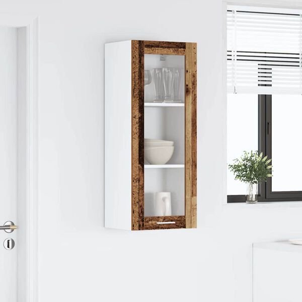 vidaXL Vegghengdur sk&aacute;pur me&eth; geymslu Gamalt timbur 40 x 31 x 100 cm