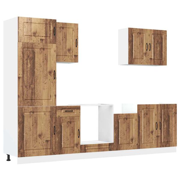 vidaXL 7 stykki Eldh&uacute;ssk&aacute;pasett "Kalmar" Gamall vi&eth;ur Engineered Wood