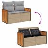 vidaXL Gar&eth;s&oacute;fa sett me&eth; p&uacute;&eth;i 9 pcs Beige og lj&oacute;sgr&aacute;r p&oacute;l&yacute;rattan
