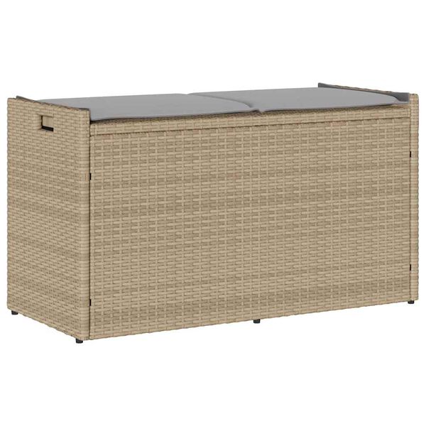 vidaXL &Uacute;tigeymslubekkur me&eth; p&uacute;&eth;i Beige 100 cm P&oacute;l&yacute;rattan
