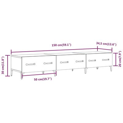 vidaXL Sjónvarpsskápur Svartur 150x34,5x30 cm Samsettur Viður