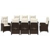 vidaXL Gar&eth;ur bor&eth;sett me&eth; p&uacute;&eth;i 9 pcs Br&uacute;nn p&oacute;l&yacute;rattan