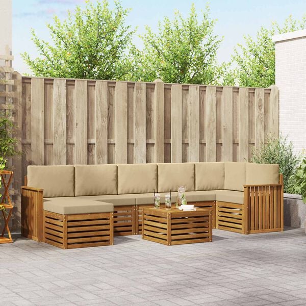 vidaXL Sofav&ouml;ruuppsettning 8 pcs N&aacute;tt&uacute;rulegt og B&eacute;ig Hrein akas&iacute;utr&eacute;