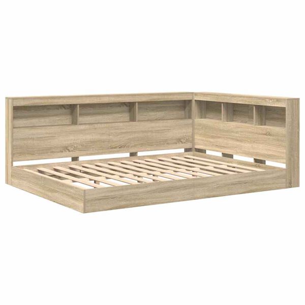 vidaXL B&oacute;kask&aacute;pur&uacute;m Sonoma eikarlitur 160 x 200 cm Samsettur vi&eth;ur