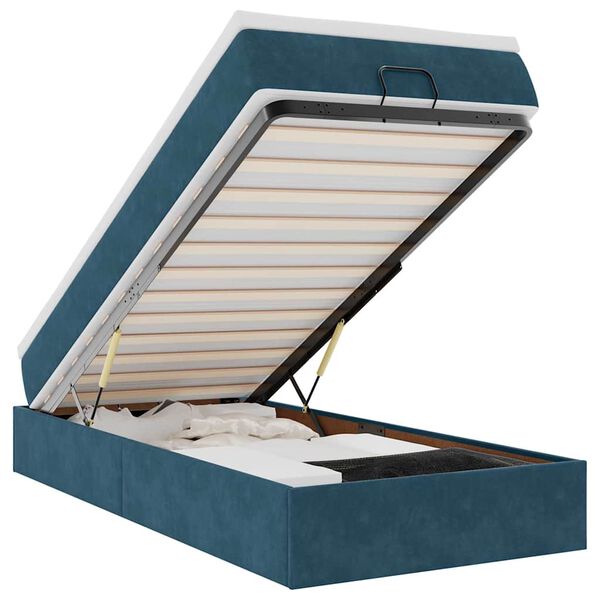 vidaXL Ottoman r&uacute;mgrind me&eth; d&yacute;nu D&ouml;kkbl&aacute;r 80x200 cm Flauel