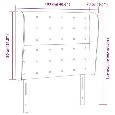 vidaXL Höfðagafl með Eyrum 103x23x118/128 cm Svört Gervileður