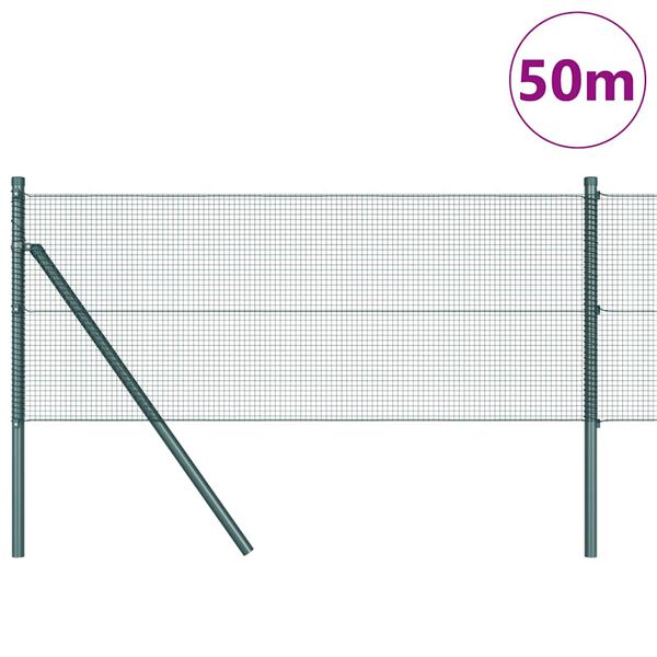 vidaXL Gir&eth;ingarp&oacute;stur Gr&aelig;nn 50 x 0,6 m (12 x 12 mm v&iacute;r) St&aacute;l og PVC