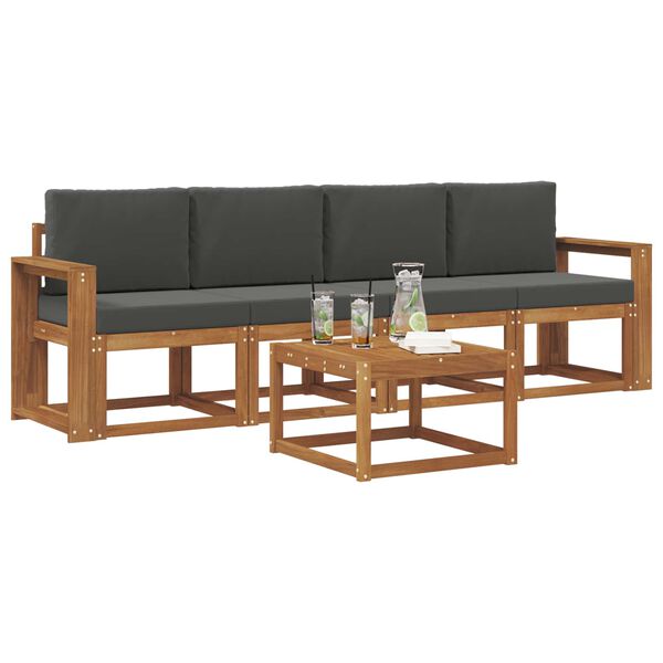 vidaXL &Uacute;ti s&oacute;fasett 5 pcs N&aacute;tt&uacute;rulegt og Antrac&iacute;t Hrein akas&iacute;utr&eacute;