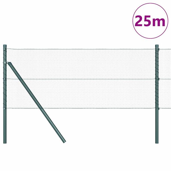 vidaXL Gir&eth;ingarp&oacute;stur Gr&aelig;nn 25 x 0,6 m (13 mm net) St&aacute;l og PVC