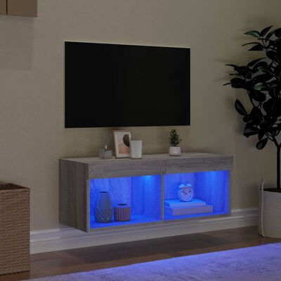 vidaXL Sjónvarpsskápur með LED Ljósum Grár Sonoma 80x30x30 cm